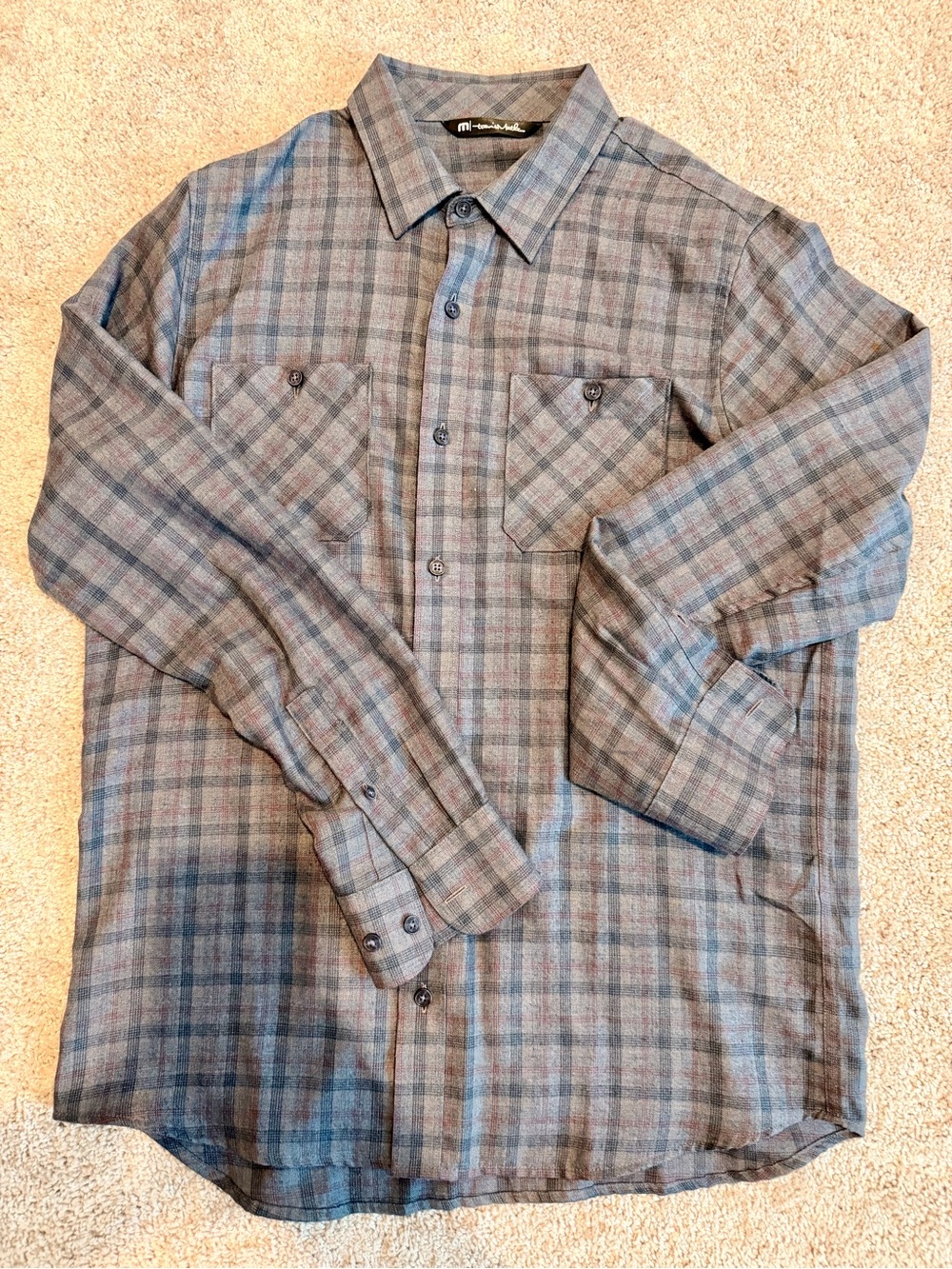 Travis Mathew - Cloud. Gray and Blue Plaid Button-Down Shirt